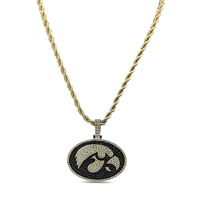 The GLD Shop Iowa Hawkeyes 18K Yellow Gold Logo Pendant & 20" Rope Chain