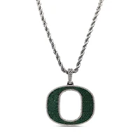 The GLD Shop Oregon Ducks 14K White Gold Logo Pendant & 20" Rope Chain