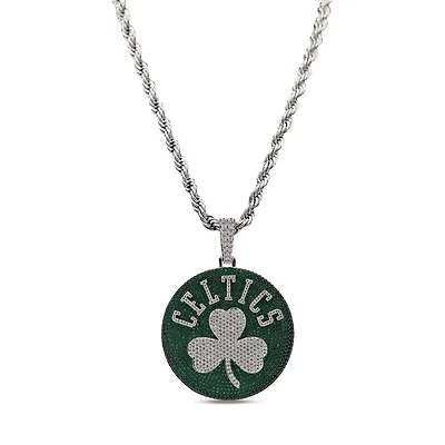 GLD Boston Celtics 14K White Gold Logo Pendant & 20" Rope Chain