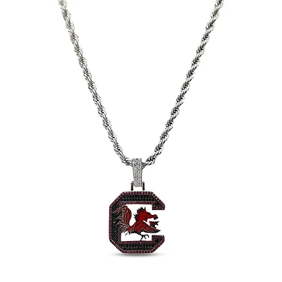 The GLD Shop South Carolina Gamecocks 14K White Gold Logo Pendant & 20" Rope Chain