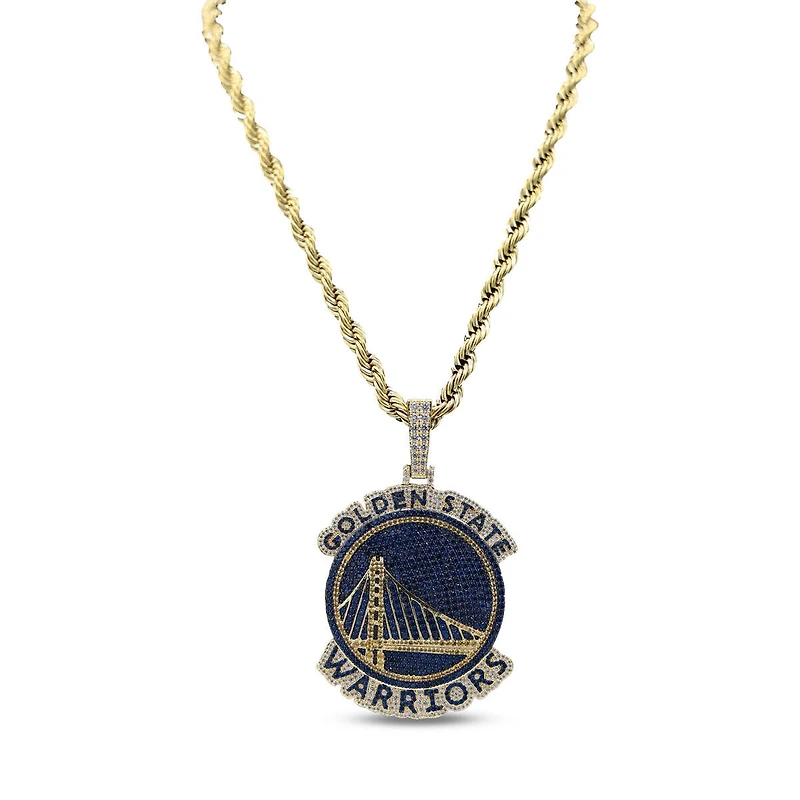 GLD Golden State Warriors 18K Yellow Gold Logo Pendant & 20" Rope Chain