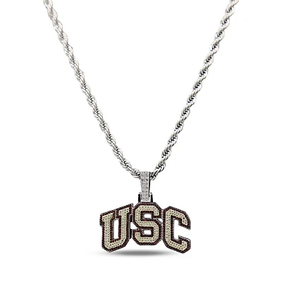 The GLD Shop USC Trojans 14K White Gold Logo Pendant & 20" Rope Chain
