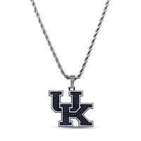 The GLD Shop Kentucky Wildcats 14K White Gold Logo Pendant & 20" Rope Chain