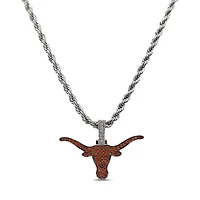 GLD Texas Longhorns 14K White Gold Logo Pendant & 20" Rope Chain