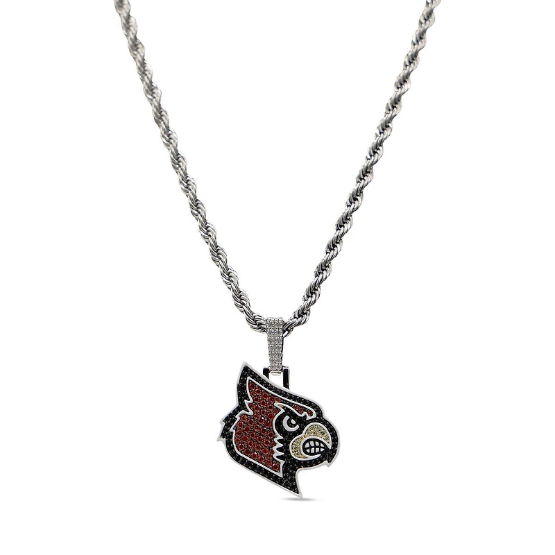The GLD Shop Louisville Cardinals 14K White Gold Logo Pendant & 20" Rope Chain