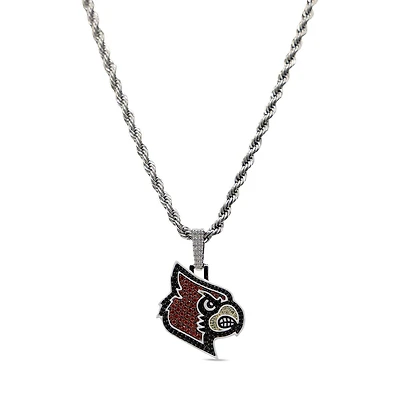 The GLD Shop Louisville Cardinals 14K White Gold Logo Pendant & 20" Rope Chain