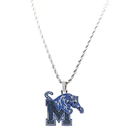 The GLD Shop Memphis Tigers 14K White Gold Logo Pendant & 20" Rope Chain