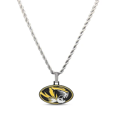 The GLD Shop Missouri Tigers 14K White Gold Logo Pendant & 20" Rope Chain