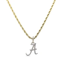 The GLD Shop Alabama Crimson Tide 18K Yellow Gold Logo Pendant & 20" Rope Chain