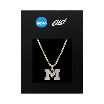 The GLD Shop Michigan Wolverines 14K White Gold Logo Pendant & 20" Rope Chain