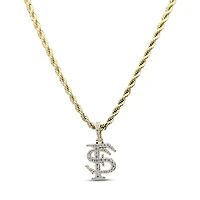 The GLD Shop Florida State Seminoles 18K Yellow Gold Logo Pendant & 20" Rope Chain