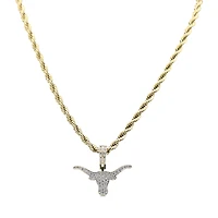 The GLD Shop Texas Longhorns 18K Yellow Gold Logo Pendant & 20" Rope Chain