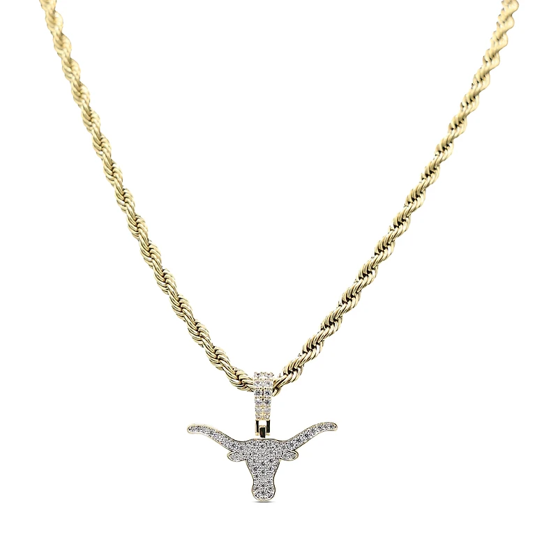 The GLD Shop Texas Longhorns 18K Yellow Gold Logo Pendant & 20" Rope Chain