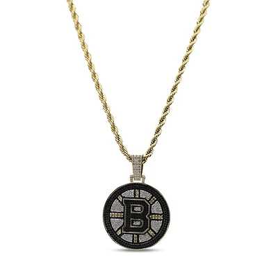The GLD Shop Boston Bruins 18K Yellow Gold Logo Pendant & 20" Rope Chain