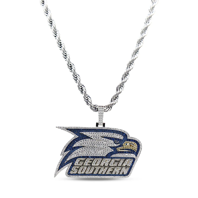 The GLD Shop Georgia Southern Eagles 14K White Gold Logo Pendant & 20" Rope Chain