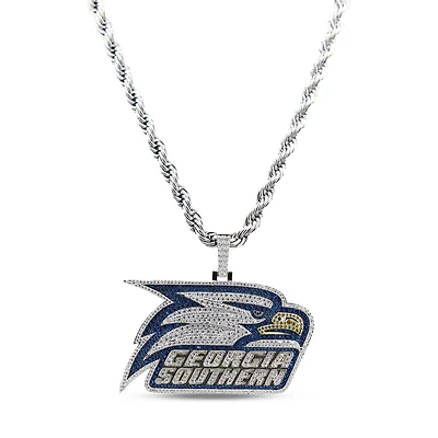 The GLD Shop Georgia Southern Eagles 14K White Gold Logo Pendant & 20" Rope Chain