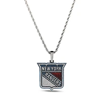 The GLD Shop New York Rangers 14K White Gold Logo Pendant & 20" Rope Chain