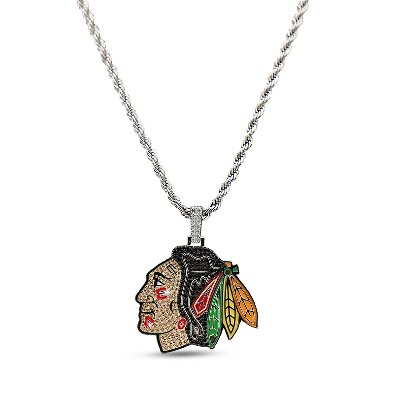 The GLD Shop Chicago Blackhawks 18K Yellow Gold Logo Pendant & 20" Rope Chain