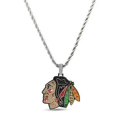 The GLD Shop Chicago Blackhawks 18K Yellow Gold Logo Pendant & 20" Rope Chain