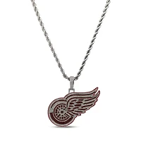 The GLD Shop Detroit Red Wings 14K White Gold Logo Pendant & 20" Rope Chain