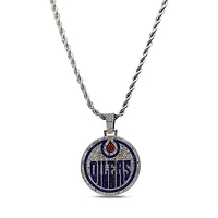 The GLD Shop Edmonton Oilers 14K White Gold Logo Pendant & 20" Rope Chain