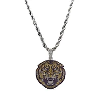 GLD LSU Tigers 14K White Gold Logo Pendant & 20" Rope Chain
