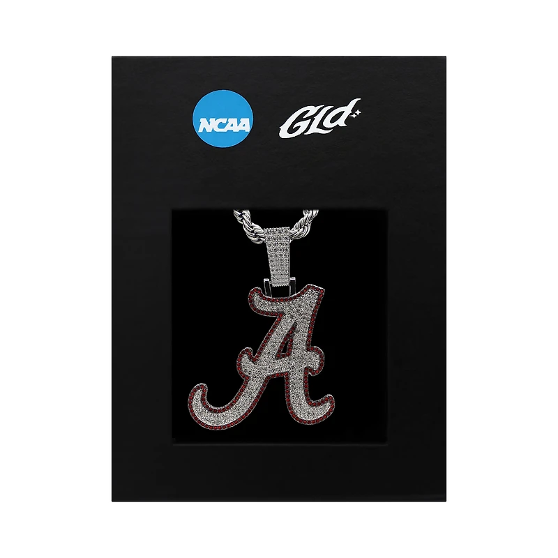 GLD Alabama Crimson Tide 14K White Gold Logo Pendant & 20" Rope Chain