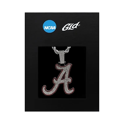GLD Alabama Crimson Tide 14K White Gold Logo Pendant & 20" Rope Chain