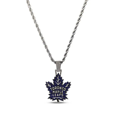 The GLD Shop Toronto Maple Leafs 14K White Gold Logo Pendant & 20" Rope Chain