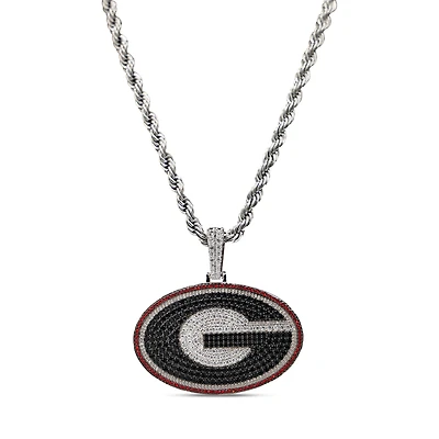 GLD Georgia Bulldogs 14K White Gold Logo Pendant & 20" Rope Chain