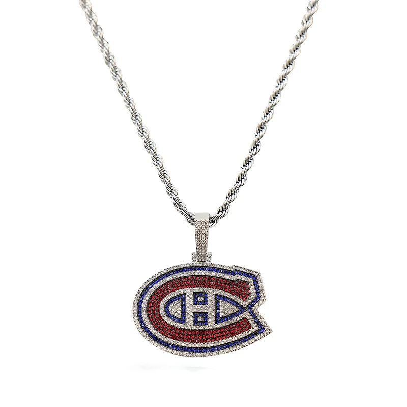 GLD Montreal Canadiens 14K White Gold Logo Pendant & 20" Rope Chain