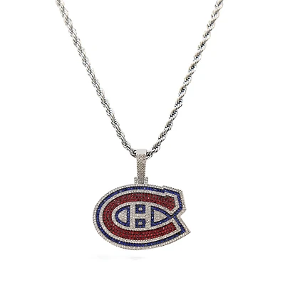 GLD Montreal Canadiens 14K White Gold Logo Pendant & 20" Rope Chain