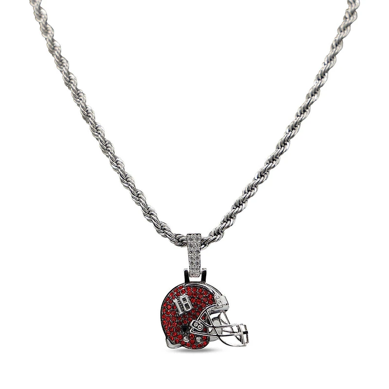 The GLD Shop Alabama Crimson Tide 14K White Gold Helmet Logo Pendant & 20" Rope Chain
