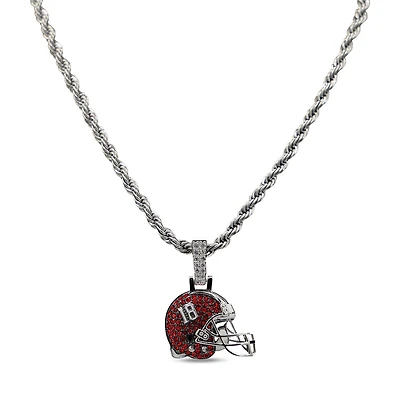 The GLD Shop Alabama Crimson Tide 14K White Gold Helmet Logo Pendant & 20" Rope Chain