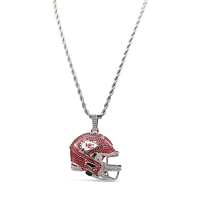 The GLD Shop Kansas City Chiefs 14K White Gold Helmet Logo Pendant & 20" Rope Chain