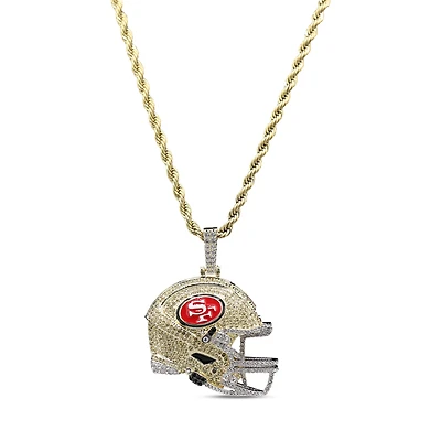 The GLD Shop San Francisco 49ers 18K Yellow Gold Helmet Logo Pendant & 20" Rope Chain