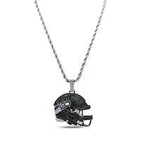 The GLD Shop Seattle Seahawks 14K White Gold Helmet Logo Pendant & 20" Rope Chain