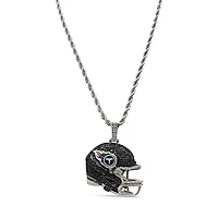 The GLD Shop Tennessee Titans 14K White Gold Helmet Logo Pendant & 20" Rope Chain