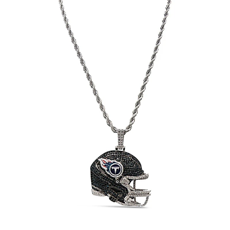 The GLD Shop Tennessee Titans 14K White Gold Helmet Logo Pendant & 20" Rope Chain