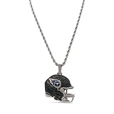 The GLD Shop Tennessee Titans 14K White Gold Helmet Logo Pendant & 20" Rope Chain