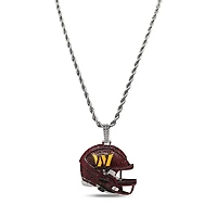 The GLD Shop Washington Commanders 14K White Gold Helmet Logo Pendant & 20" Rope Chain