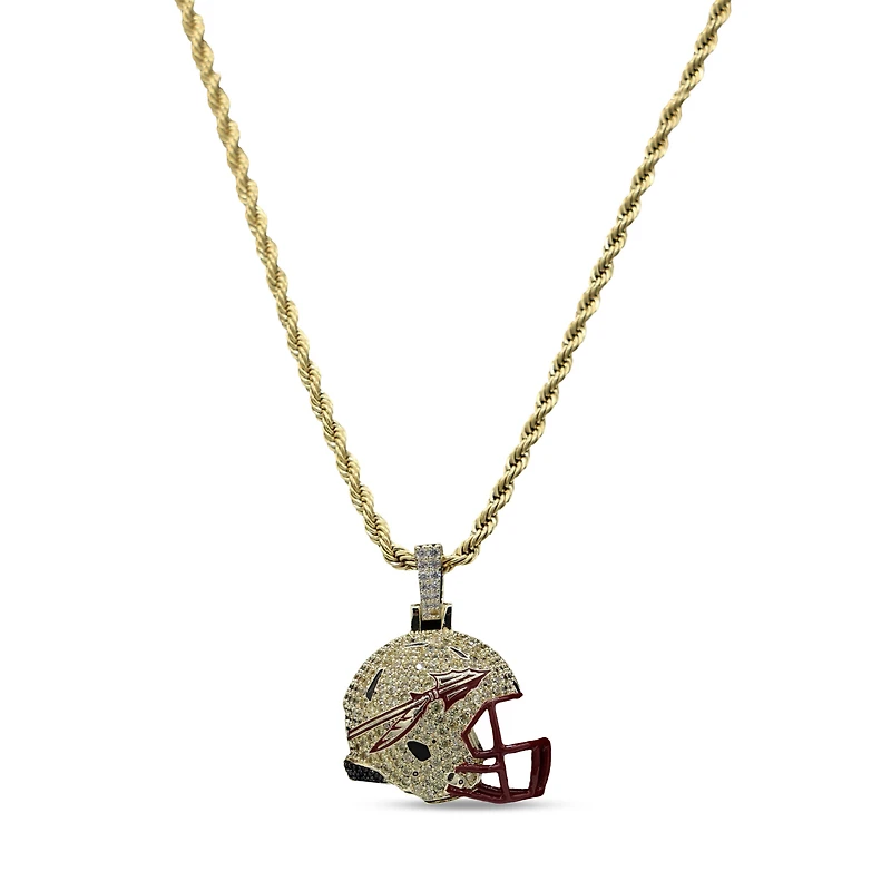 The GLD Shop Florida State Seminoles 18K Yellow Gold Helmet Logo Pendant & 20" Rope Chain