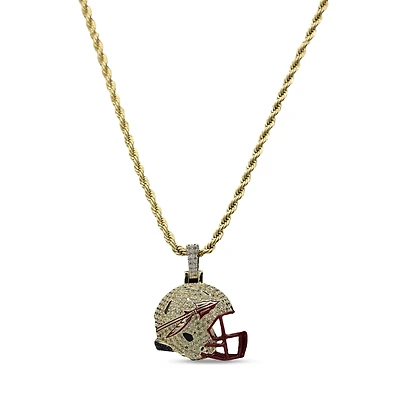 The GLD Shop Florida State Seminoles 18K Yellow Gold Helmet Logo Pendant & 20" Rope Chain