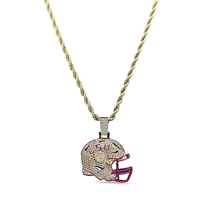 The GLD Shop LSU Tigers 18K Yellow Gold Helmet Logo Pendant & 20" Rope Chain