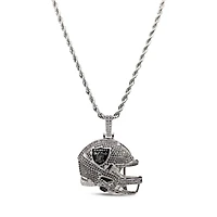 The GLD Shop Las Vegas Raiders 14K White Gold Helmet Logo Pendant & 20" Rope Chain