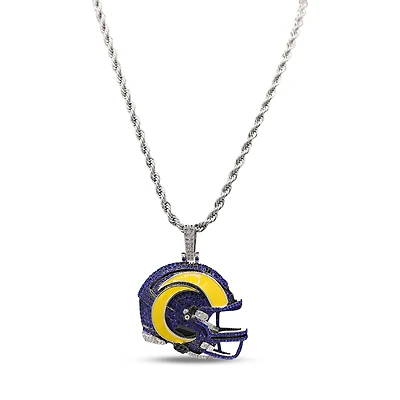 The GLD Shop Los Angeles Rams 14K White Gold Helmet Logo Pendant & 20" Rope Chain