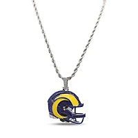 The GLD Shop Los Angeles Rams 14K White Gold Helmet Logo Pendant & 20" Rope Chain