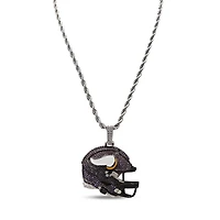 The GLD Shop Minnesota Vikings 14K White Gold Helmet Logo Pendant & 20" Rope Chain