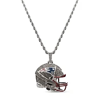 The GLD Shop New England Patriots 14K White Gold Helmet Logo Pendant & 20" Rope Chain
