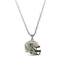 The GLD Shop New Orleans Saints 14K White Gold Helmet Logo Pendant & 20" Rope Chain